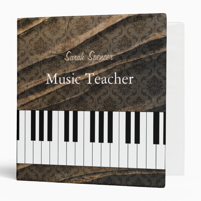 Elegant Personalizable Music Teacher Damask Binder (Front/Inside)