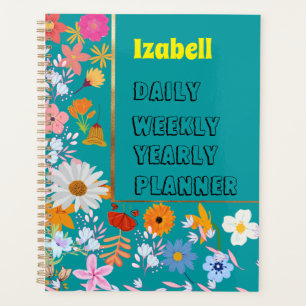 Elegant Personalize blue floral daily Planner