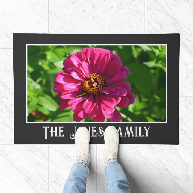 Elegant personalize pink floral door mats  (Indoor)