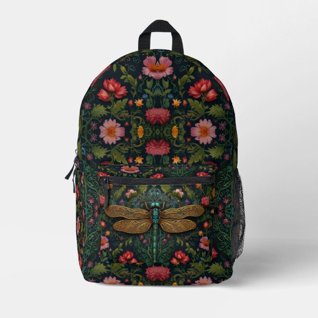 Elegant Personalize Vintage dragonfly boho chic Printed Backpack (Front)