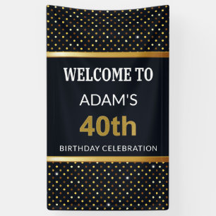 Elegant Personalized 40th Birthday Gold Banner