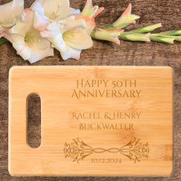 Elegant Personalized 50th Anniversary Gift Etched Engraved Cutting Board