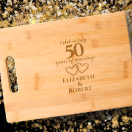 Elegant Personalized 50th Anniversary Gift Etched  Engraved Cutting Board