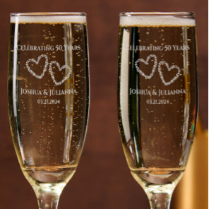 Elegant Personalized 50th Wedding Anniversary Gift Champagne Flute