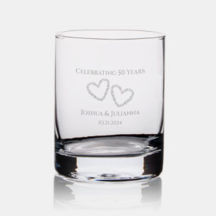 Elegant Personalized 50th Wedding Anniversary Gift Rocks Glass
