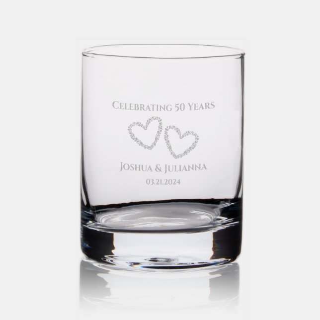Elegant Personalized 50th Wedding Anniversary Gift Rocks Glass (Glassware)