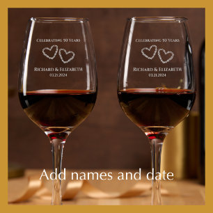 Elegant Personalized 50th Wedding Anniversary Gift Wine Glass