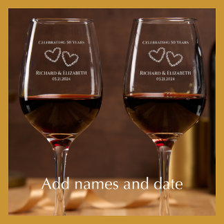 Elegant Personalized 50th Wedding Anniversary Gift Wine Glass