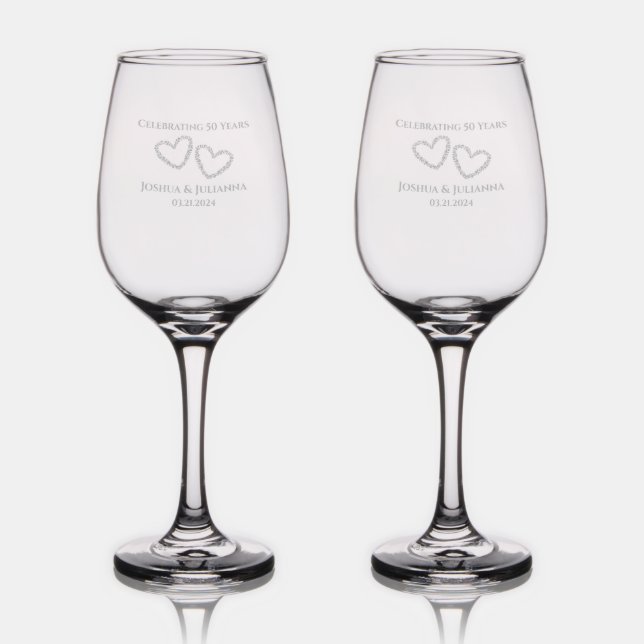 Elegant Personalized 50th Wedding Anniversary Gift Wine Glass (Glassware)