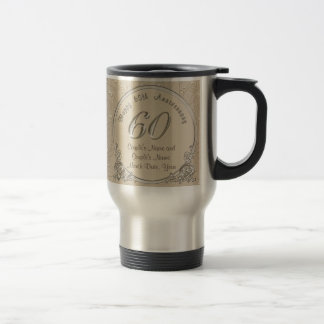 Elegant Personalized 60th Anniversary Travel Mugs