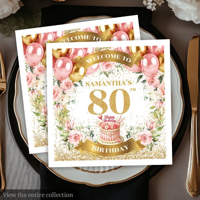 Elegant Personalized 80th Birthday Party Napkins (Elegant Personalized 80th Birthday Party Napkins)