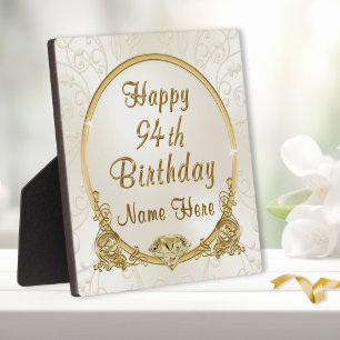 Elegant Personalized, 94th Birthday Gift Ideas, Plaque