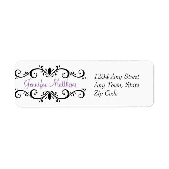 Elegant Personalized Address Labels Swirls Purple