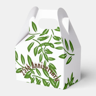 Elegant Personalized Anniversary Green Foliage Favor Boxes