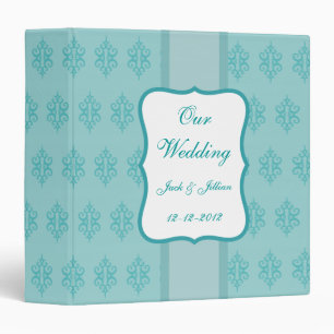 Elegant Personalized Aqua Wedding Scrapbook 3 Ring Binder