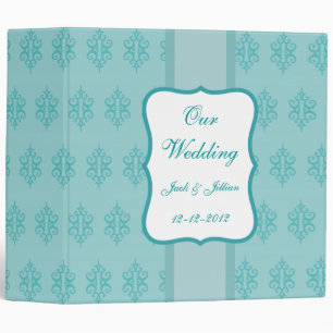 Elegant Personalized Aqua Wedding Scrapbook 3 Ring Binder