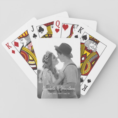Elegant Personalized B  W Photo Playing Cards
