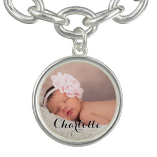 Elegant Personalized Baby Photo Name Bracelet