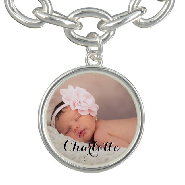 Elegant Personalized Baby Photo Name Bracelet (Design)