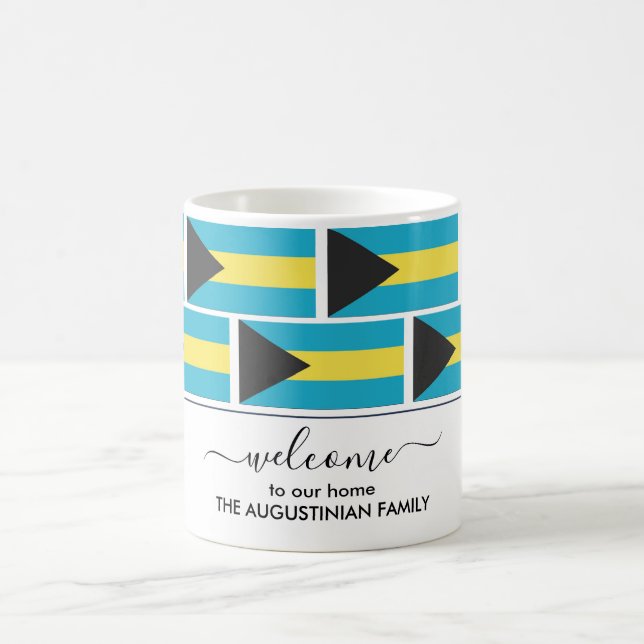 Elegant Personalized BAHAMAS FLAG Welcome Coffee Mug (Center)