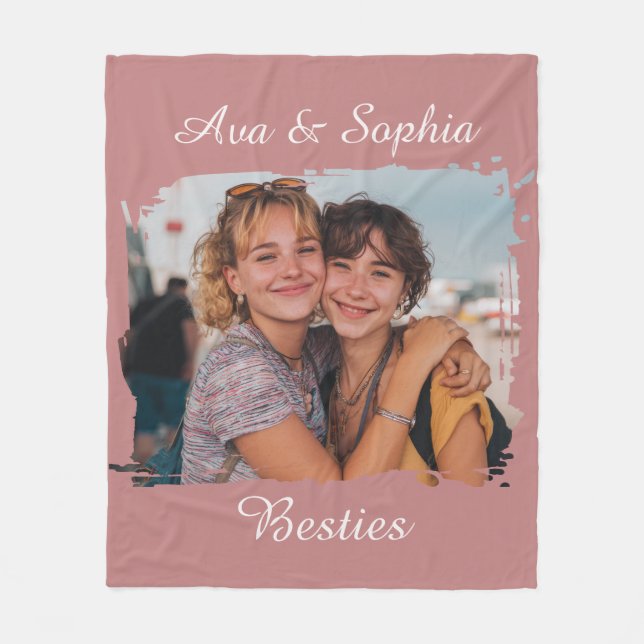 Elegant Personalized Best Friends | Family Photo  Fleece Blanket (Front)
