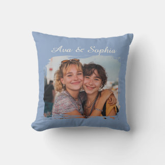 Elegant Personalized Best Friends | Family Photo Throw Pillow