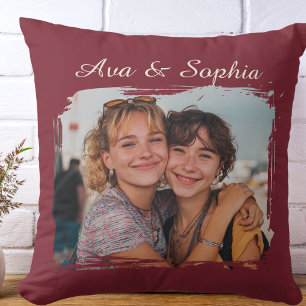 Elegant Personalized Best Friends   Family Photo Throw Pillow