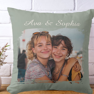 Elegant Personalized Best Friends Family Photo Throw Pillow