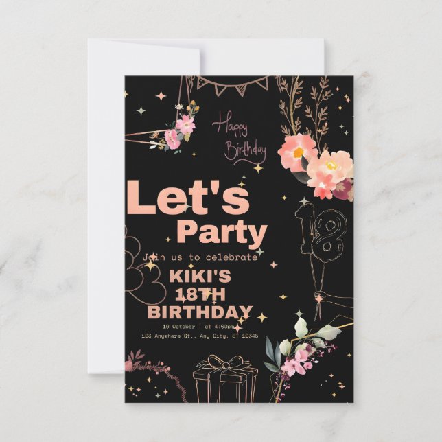 Elegant Personalized Birthday Blessing Card  (Front)