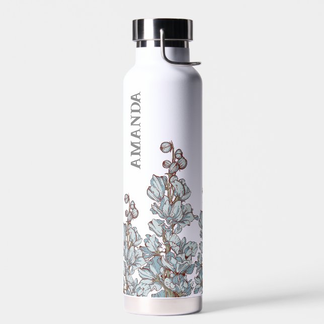 Elegant Personalized Birthday Gift,Larkspur Water Bottle (Left)