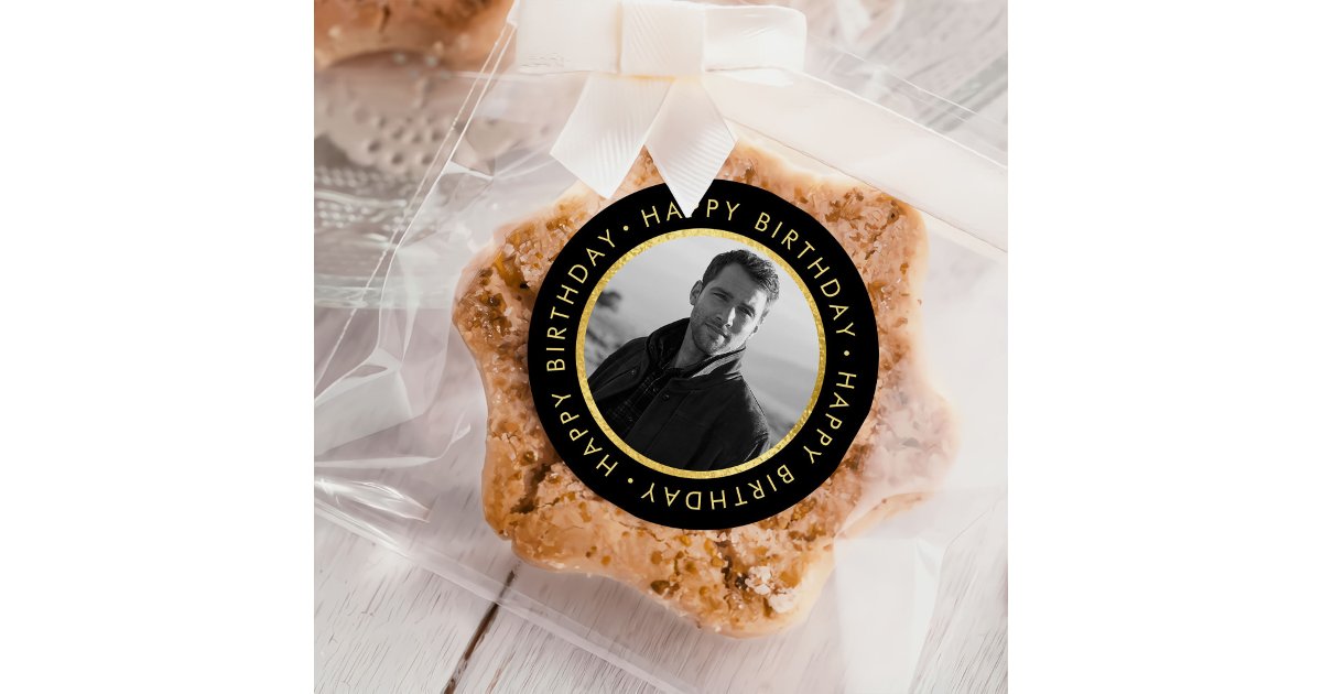 Elegant Personalized Birthday Gold And Black Classic Round Sticker | Zazzle