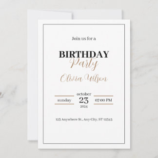 Elegant Personalized Birthday Party Invitation