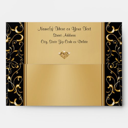 Elegant Personalized Black and Gold Envelopes