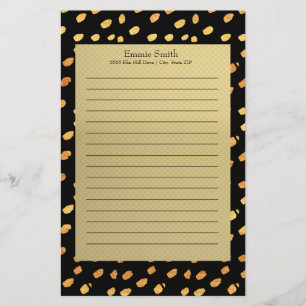 Elegant Personalized Black and Gold Stationery