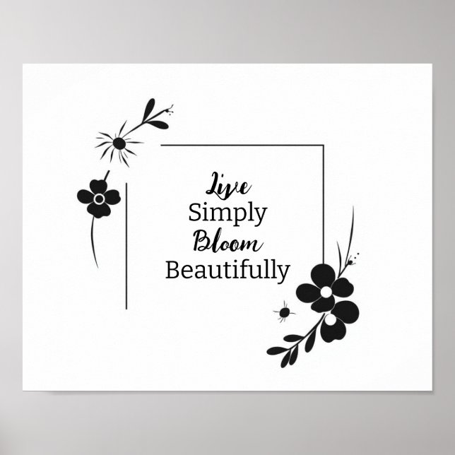 Elegant Personalized Black Floral Wall Art – Custo (Front)