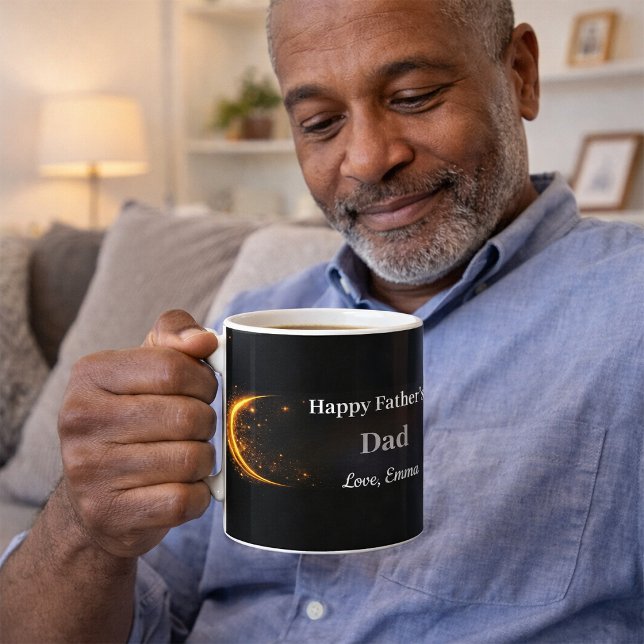 Elegant Personalized Black Gold Happy Father’s Day Coffee Mug (Creator Uploaded)