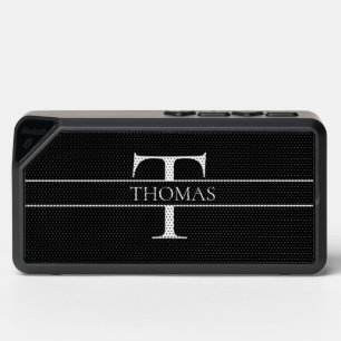 Elegant Personalized Black Monogrammed Custom Name Bluetooth Speaker
