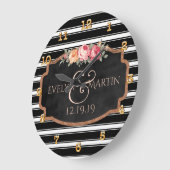 Elegant Personalized Black Rose Gold Wedding Large Clock (Angle)