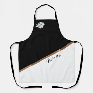 Elegant Personalized Black White Minimalist Apron