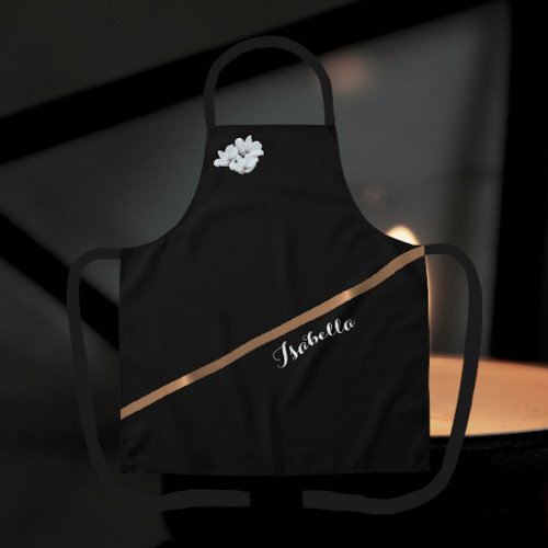 Elegant Personalized Black White Minimalist Apron