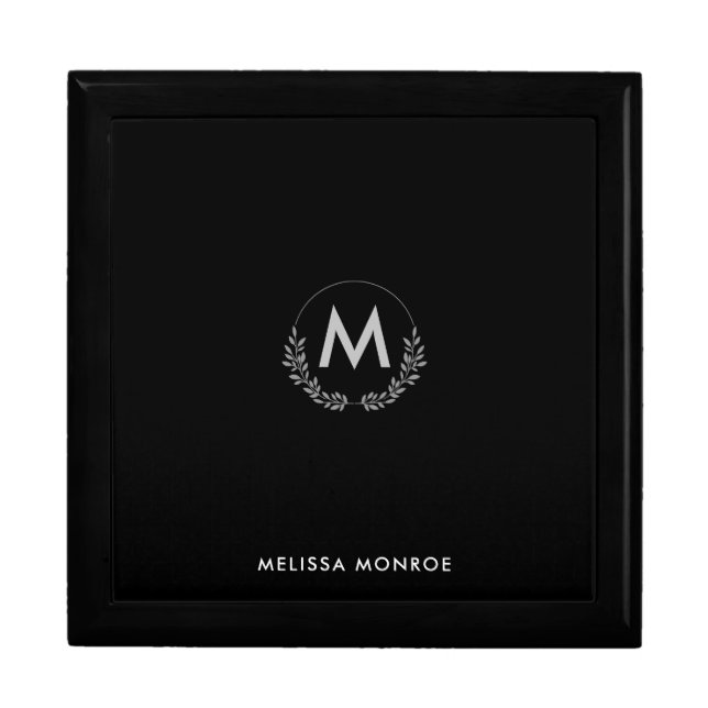 Elegant Personalized Black & White Monogram  Gift Box (Front)