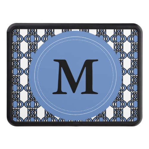 Elegant Personalized Blue Abstract Scarab Pattern Trailer Hitch Cover