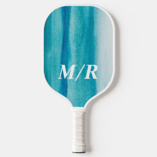 Elegant Personalized Blue Ombre Texture Pickleball Paddle
