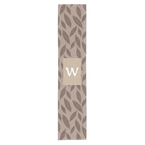 Elegant Personalized Boho Block Print Leaves Short Table Runner