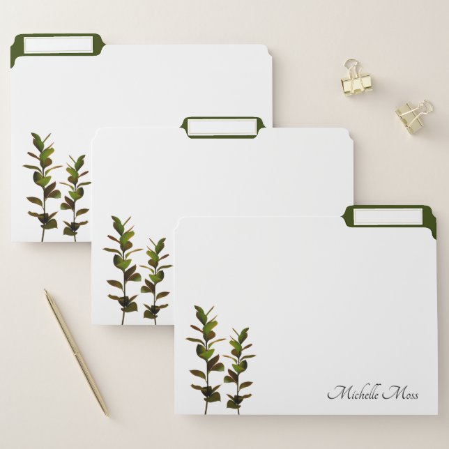 Elegant Personalized Botanical  File Folder (Set)