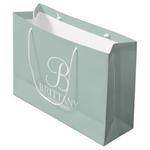 Elegant Personalized Bridesmaid Monogram and Name Large Gift Bag