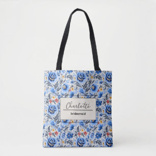 Elegant Personalized Bridesmaid Monogram Name Tote Bag