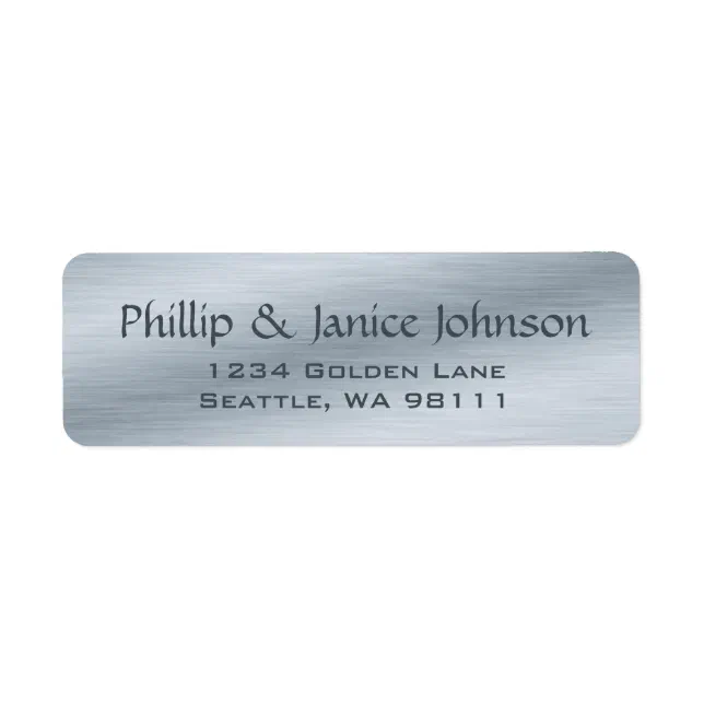 Elegant Personalized Brushed Silver Return Labels | Zazzle