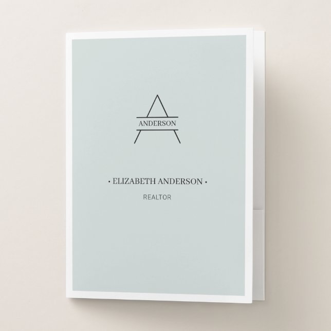 Elegant Personalized Business with Monogram Pocket Folder (Front)