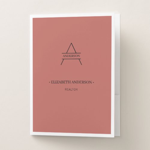 Elegant Personalized Business with Monogram Pocket Folder